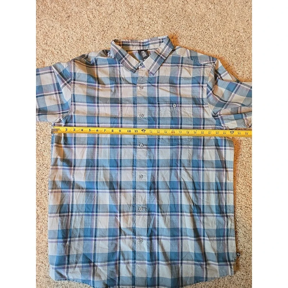 Mountain Hardwear Big Cottonwood‎ Mens XL Short Sleeve Plaid Blue